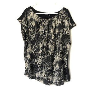 a.n.a. sheer animal print blouse